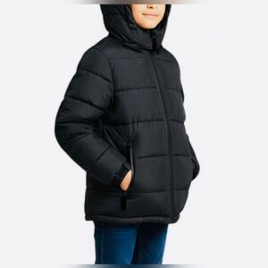 Swiss Tech Boys Puffer Jacket Coat w/Hood Black Size Small 6